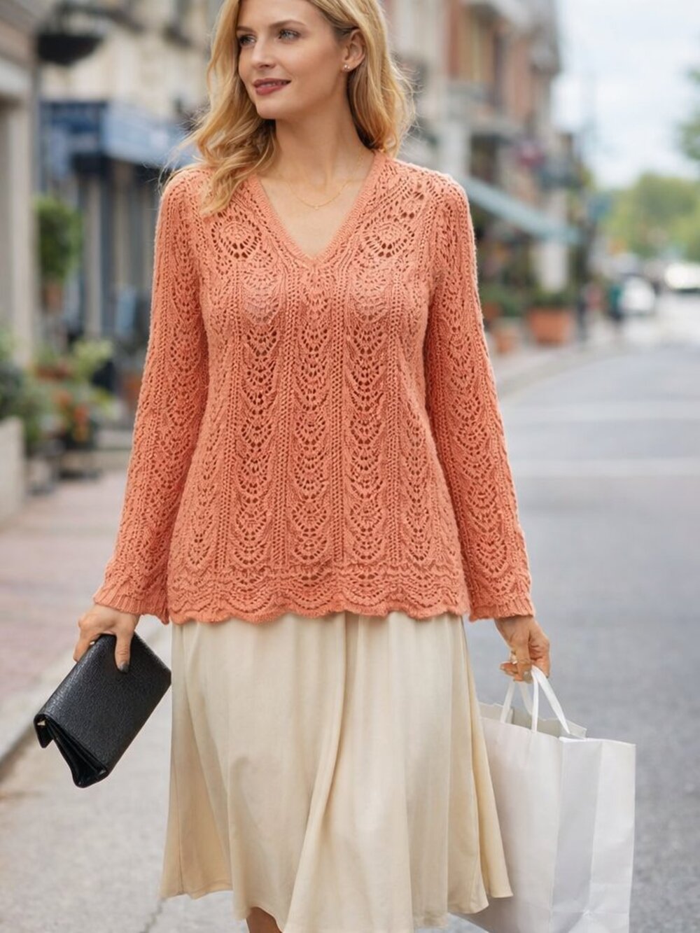 Ruby Rd Knit Cotton Lacy cardigan